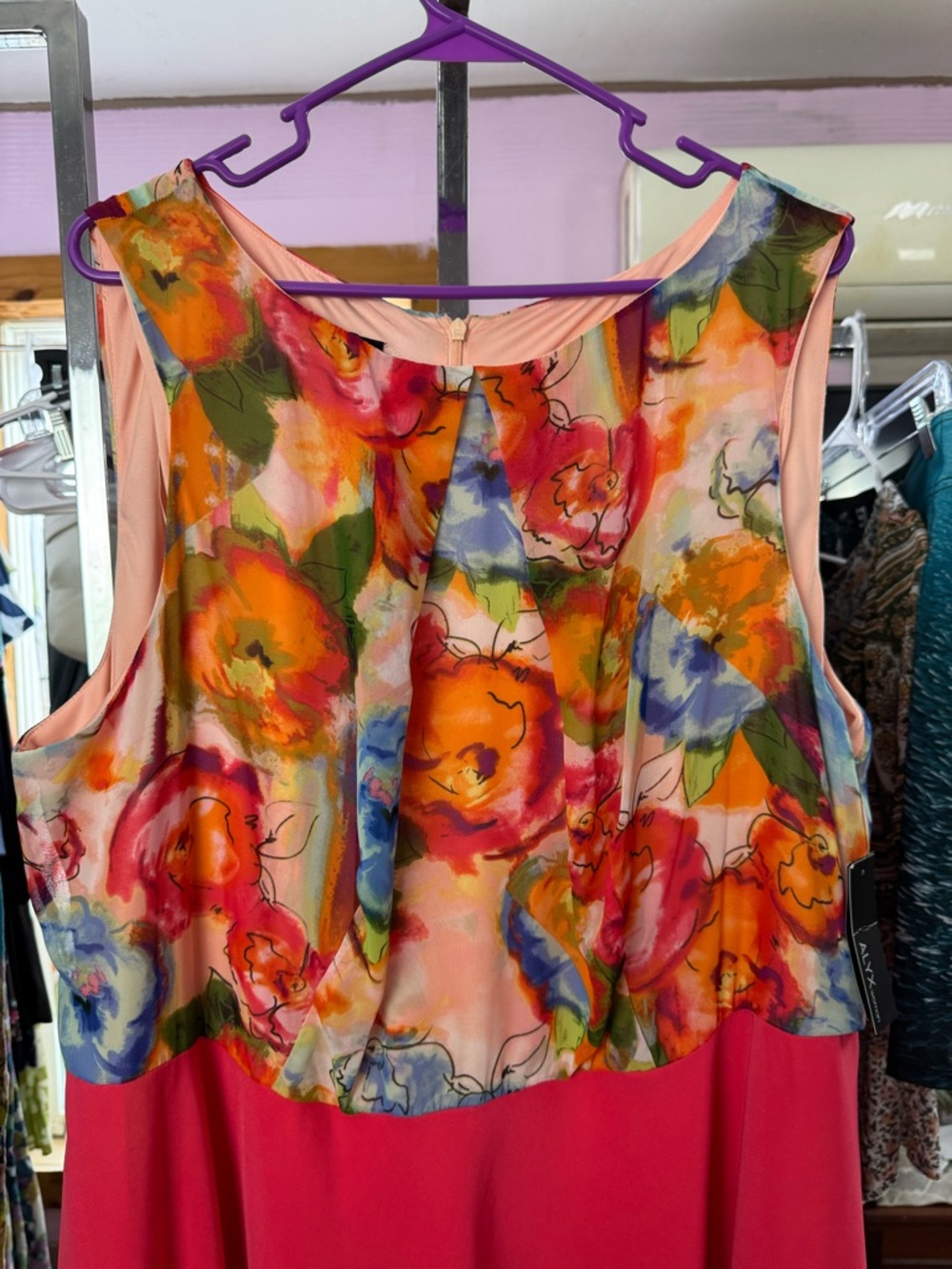 ALYX New With Tags Floral Mix Media Fit & Flare Dress - Size 22W - Picture 3 of 6